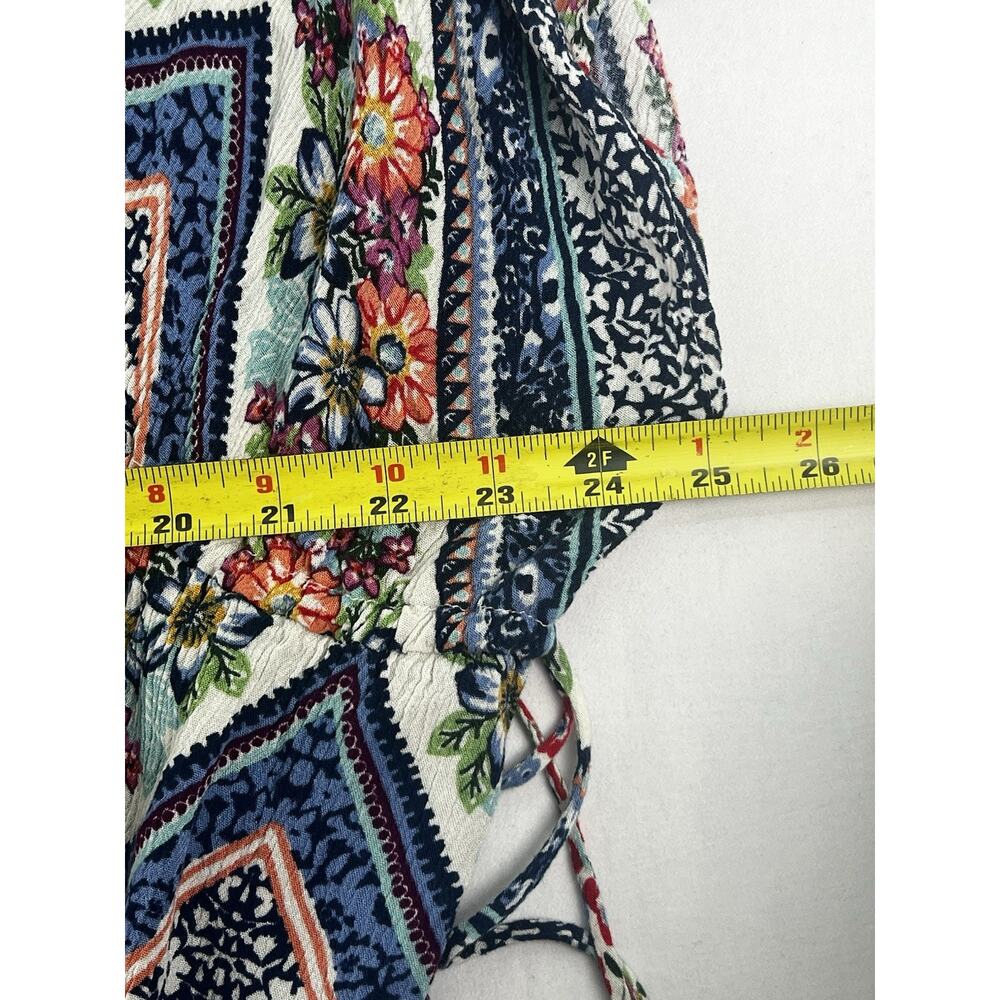 En Creme Floral Boho Kimono Cover Up Tassel Tie 100% Rayon Size M - Picture 9 of 12